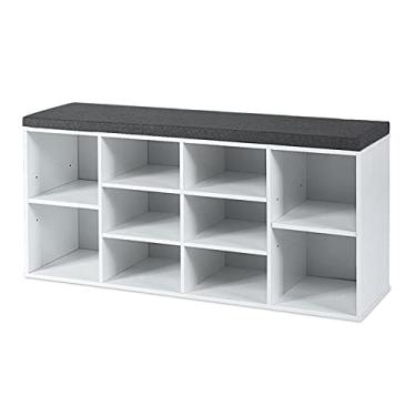 Imagem de Prateleira de sapato, banco de armazenamento de sapatos, acolchoado, banco organizador de 10 cubos, organizador de sapatos ajustável (cor: A) (B)
