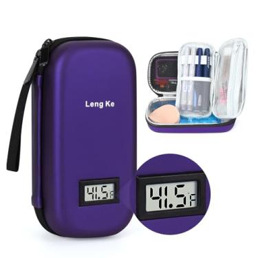 Imagem de Leng Ke Estojo de viagem para resfriador de insulina aprovado pela TSA, bolsa de resfriamento de caneta de medicamentos para diabéticos com visor de temperatura, bolsa de viagem de medicamentos