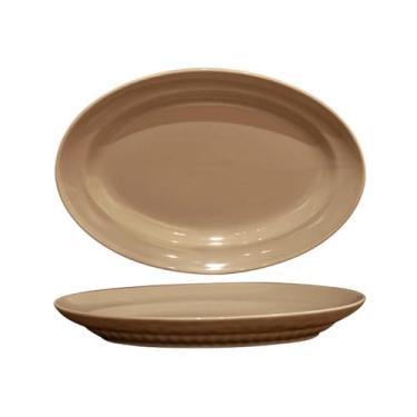 Imagem de Tigela de sopa de jantar simples e retrô, prato doméstico de cerâmica e conjunto de colher - prato de peixe de 30,5 cm cor de café QY