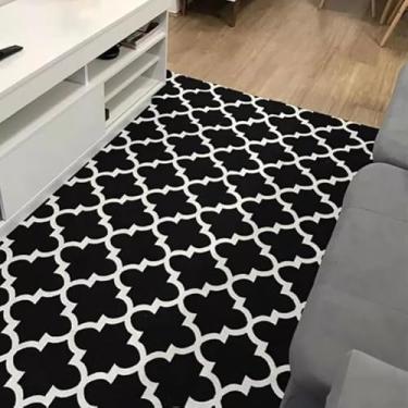 Imagem de Tapete 2,50 m x 1,35 m Antiderrapante Geométrico Sala Escritório Quarto(Casab Preto)