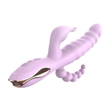 Imagem de Vibrador Ponto G Sliding Com Plug Anal 7 Vibrações E 3 Modos De Vai E Vem Orgasmos Triplos [ROXO]
