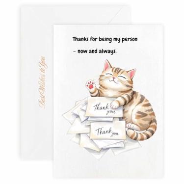 Imagem de MAGJUCHE Cartão de agradecimento para noiva – Selo e envelope de cera elegante, papel 300 g/m², impressão vívida de 600 DPI, 12 x 17 cm, design de gato pequeno