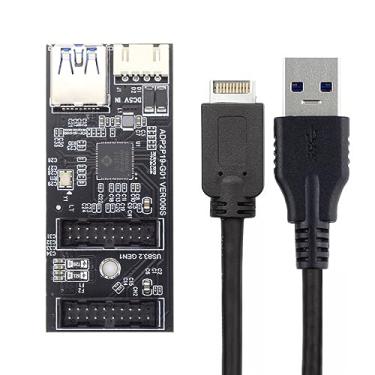 Imagem de xiwai Divisor de cabeçalho fêmea USB 3.0 de portas duplas de 19/20 pinos para cabo tipo E ou divisor de adaptador tipo PCBA de 19/20 pinos HUB de 5 Gbps