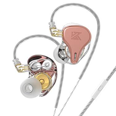Imagem de Monitores intra-auriculares KZ x HBB DQ6S feitos para amantes de música Fone de ouvido com fio/fones de ouvido destacáveis, fones de ouvido HiFi com cancelamento de ruído (ouro rosa (com microfone))