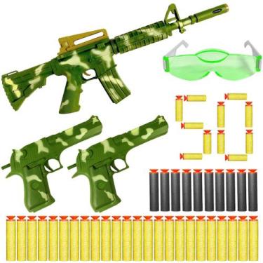 Imagem de Arminha de Brinquedo do Tipo Nerf Lança Dardos Militar Camuflada - OM 