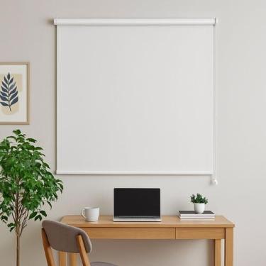 Imagem de Persiana Cortina Rolo Tecido Blackout Liso Branco 1,40m X 1,40m - Sala