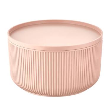 Imagem de Travessa redonda em plástico com tampa 4L D23,5xA13,5cm cor rosa - Full Fit