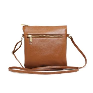 Imagem de Bolsa Transversal de Couro Feminina Modelo Elisa - Relicário (Caramelo)