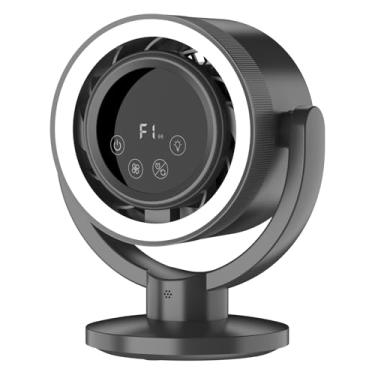 Imagem de MERSLOVE Ventilador de mesa portátil com cabeça de agitação de 180 graus, ultra silencioso 4 níveis de velocidade, ventilador dobrável recarregável para escritório, viagens, casa, design compacto
