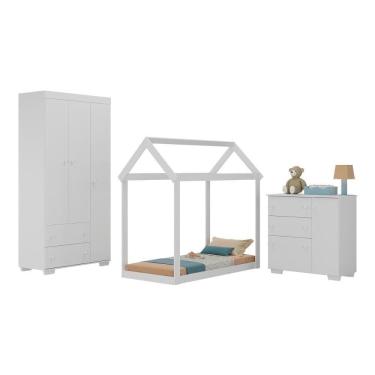 Imagem de Quarto Infantil Com Cama Montessoriana E Colchão Incluso Algodão Doce Multimóveis Mx4268 Branco
