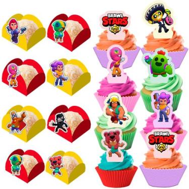 Imagem de Kit 50 Toppers e 50 Forminhas Brawl Stars - Genérico