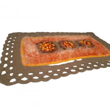 Imagem de Tapete De Crochê Luxo Laranja Artesanal