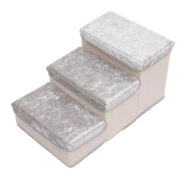 Imagem de Ioensy Escada para cães de 3 degraus com escada de armazenamento para cama alta ou sofá, pufe dobrável para animais de estimação, rampa para filhotes para, Cinza