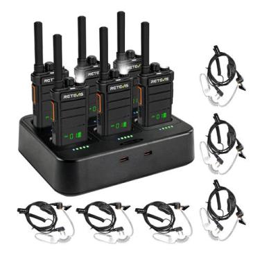 Imagem de Pacote com 6 rádios GMRS de longo alcance Walkie Talkies Retevis RB26H