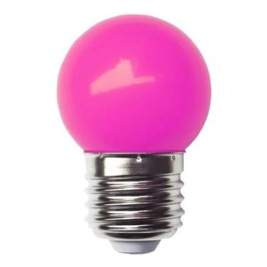 Imagem de Lâmpada Bulbo Mini LED 1,5W E27 Bolinha Colorida Rosa Bivolt