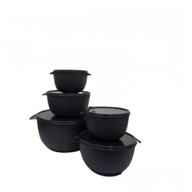 Imagem de Kit 5 Potes Plastico Redondos Bowl Livre Bpa(Preto)