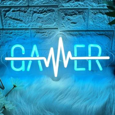 Imagem de Brochao Placa De Neon Para Gamers, Jogos Decoração Quarto, Luzes Parede Com Ajuste Brilho, Quarto Menino E Videogame