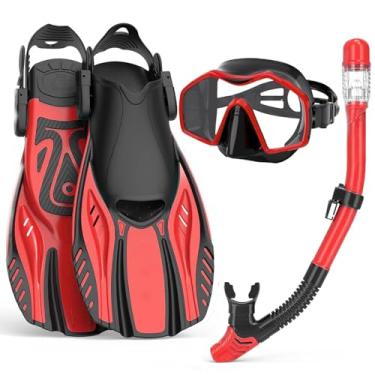 Imagem de Keephigher Equipamento De Mergulho Com Snorkel Para Adultos, Conjunto Máscara E Nadadeiras, Vista Panorâmica Antiembaçante, Seco, Nadadeiras Ajustáveis Bolsa Viagem, Natação Adultos