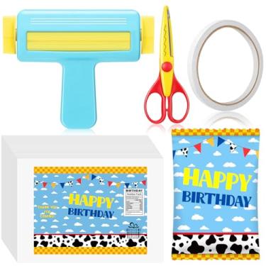 Imagem de Gilprop Crimpador de papel, tesouras de rosca, 30 folhas de papel de jato de tinta fino e brilhante, fita dupla face para artesanato, suprimentos de festa de aniversário para fabricação de sacos de