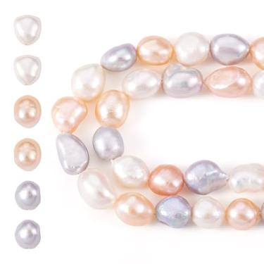 Imagem de Beadthoven 2 fios/34 peças de pérolas cultivadas naturais de água doce 8-9 mm pepitas irregulares coloridas pérolas soltas espaçadores para pulseira faça você mesmo, colar, fabricação de joias