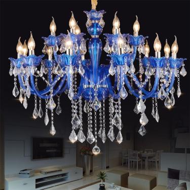Imagem de Vela De Cristal Europeia Lâmpada Pendente Sala De Estar De Luxo Restaurante Quarto Quarto Da Menina Villa Hotel Loja De Roupas Salão De Beleza Café Bar Ktv Lustre, F 18 Lights