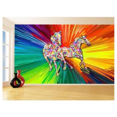 Imagem de Papel De Parede Animais Pop Art Cavalos Cores 3,5M Pxa355 - Você Decor