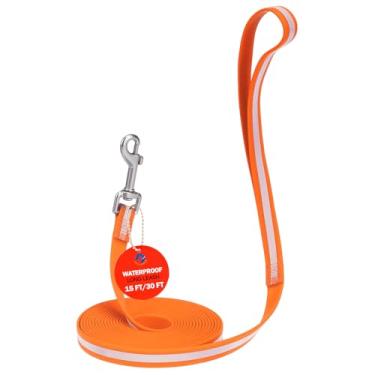 Imagem de DILLYBUD Coleira longa à prova d'água para cães para treinamento externo de 3,5 m - Coleira longa refletiva resistente para cães com alça para cães grandes e médios, recordação ao ar livre, caminhadas