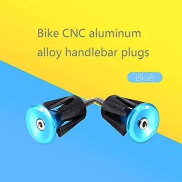 Imagem de Bicicleta Handle Bar Cap End Plugs Liga de alumínio Durable Guiador Grips Screw On Design para Road Mountain Fixie Adulto Bicicletas Azul 1 Par