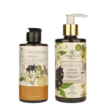 Imagem de Reserva Brasil Kit Orquídea Negra e Flor de Laranjeira, Sabonete Líquido 250ml e Óleo Hidratante Multifuncional 200ml, Vegano