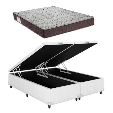 Imagem de Cama Box Baú Casal Bipartido Branco Colchão ISO 150 D45 - Ortobom