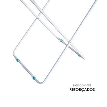 Imagem de Varal de Chão Retrátil, Aço Branco, 90 cm x 143 cm x 50 cm, Suporta 12 kg