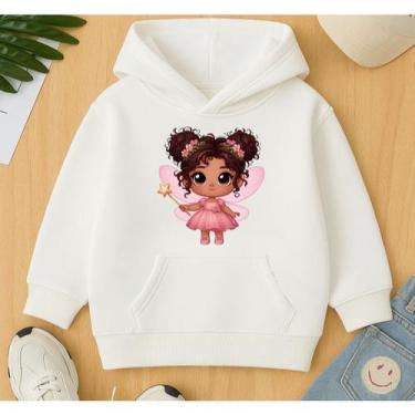 Imagem de Moletom Canguru Infantil Estampa Princesa Fada Inverno Kids Confortáve