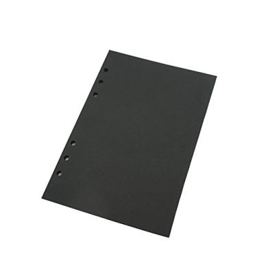 Imagem de Refil de agenda A5 preto em branco, inserções de planejador A5, refil de fichário de 6 anéis, papel preto para fichário recarregável compatível com Filofax, totalmente simples, 2 páginas por folha, 40
