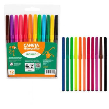 Imagem de Caneta Hidrocor Leo&Leo 12 Cores Ponta Fina