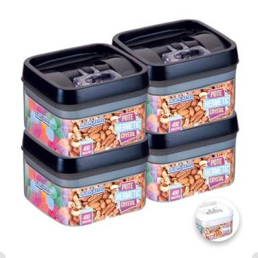 Imagem de Kit com 4 Potes Herméticos De Acrílico Para Mantimentos Tampa Com Trava 400 Ml (Preto)