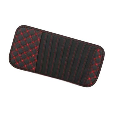Imagem de JicSuXi Organizador Genérico para Viseira de Sol de Carro, Organizador de Porta-CD Automotivo, Bolsa Versátil para Armazenamento de CD, Bolsa para Tíquete de, Fio vermelho