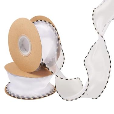 Imagem de Spritewelry 2 rolos de fita transparente de chiffon de organza para embrulho de presente 6 cm fitas de artesanato de tecido de poliéster transparente para artesanato, buquês florais, decoração de