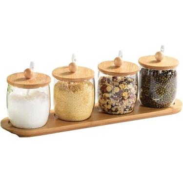 Imagem de Conjunto De Potes De Especiarias Frasco De Especiarias De Vidro Frasco De Cerâmica De Estilo Europeu Com Bandeja Saleiros De Chá Preto Com Mel Armazenamento De Cozinha, Black, 2