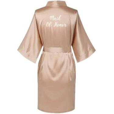Imagem de Roupão De Banho De Cetim Vestes De Seda Plus Size Roupão De Banho De Casamento Noiva Vestido De Dama De Honra Vestido Roupas Femininas, champagne bridesmaid, XL