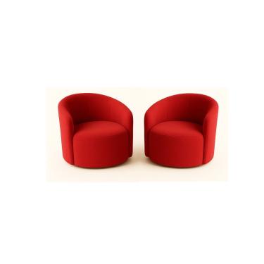 Imagem de Kit 02 Poltronas Curva Orgânica Nature Gaia Suede Vermelho - Montanaris Decor