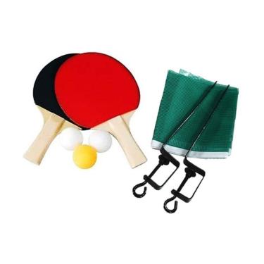Imagem de Kit Ping Pong 8 Peças Com Rede Suportes Raquetes E Bolas