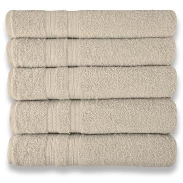 Imagem de Kit 5 Toalhas Super Grossa E Felpuda 80x150cm Camurça Beka