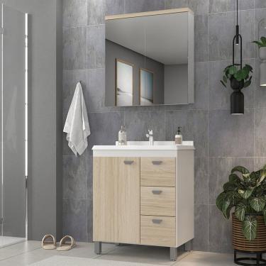 Imagem de Conjunto para Banheiro com Cuba e Espelheira Branco / Carvalho Berlin