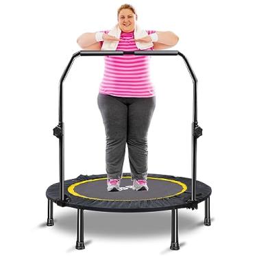 Imagem de CLORIS Mini trampolim dobrável de 101,6 cm com alça de espuma ajustável para crianças/adultos, com capa acolchoada segura, melhor presente para crianças/adultos (101,6 cm - preto)