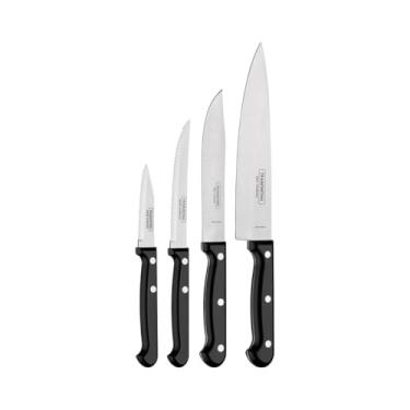 Imagem de JOGO DE FACAS 4 PCS ULTRACORTE PRETO SORTIDOS COM LAMINAS ACO INOX E CABOS POLIPROPILENO TRAMONTINA