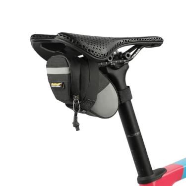 Imagem de Rhinowalk Bolsa pequena para selim de bicicleta, bolsa de ferramentas para bicicleta sob o assento, impermeável, refletiva, com fecho de zíper e bolso interno de malha para bicicletas de montanha