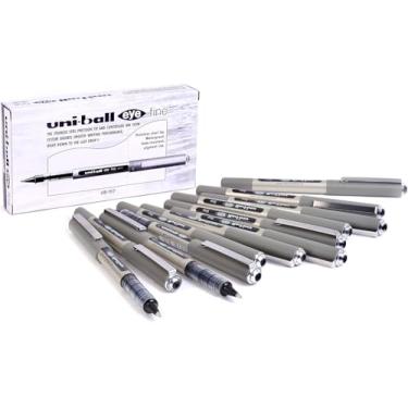 Imagem de uni-ball Canetas esferográficas UB-157. Ponta esferográfica fina premium de 0,7 mm para caligrafia, desenho, arte, artesanato e coloração super suave. Caixa com 12 cores pretas