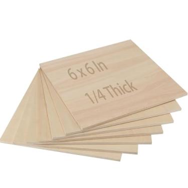 Imagem de ZEONHAK 20 Folhas De Tília 6 X Pol., Folha Sem Acabamento 1/4 Espessura, Peças Quadradas Compensado, Madeira Balsa Em Branco Para Projetos "Faça Você Mesmo", Gravura, Pintura