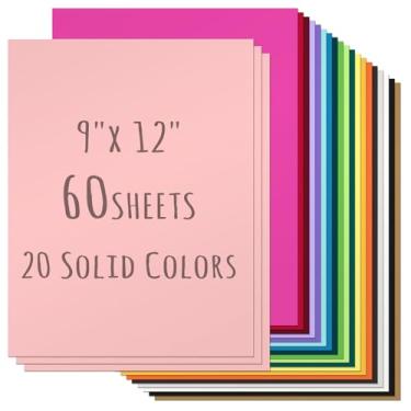 Imagem de Cartolina colorida grande de 22 x 30 cm, 60 folhas, 20 cores sortidas, papel de cartão sólido para fazer cartões, artesanato, quadro de pôster em branco