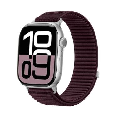 Imagem de Pulseira esportiva de nylon compatível com Apple Watch SE 2/SE/ séries 10 9, 8, 7, 6, 5, 4, 3, 2 e 1 de 38 mm, 40 mm, 40 mm, 41 mm, 44 mm, 45 mm, 46 mm, para homens e mulheres (ameixa, 38/40/41/42 mm